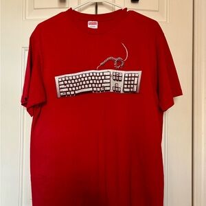 Supreme Red Tee with White & Black Keyboard Graphic